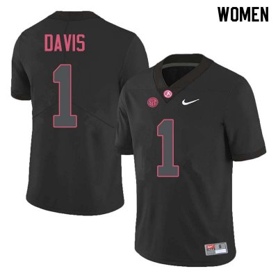 NCAA Women's Alabama Crimson Tide #1 Ben Davis Stitched College Nike Authentic Black Football Jersey VL17C63XQ